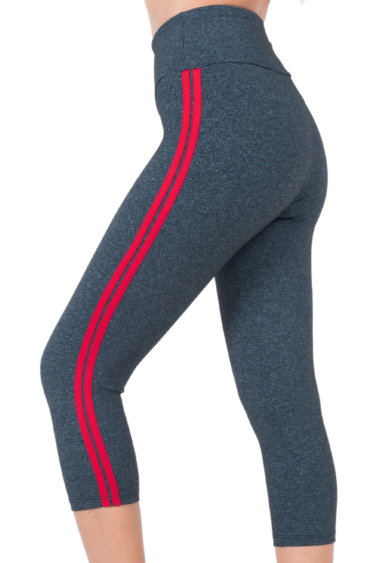 Calza Capri Gris (Hasta debajo de la rodilla) detalles en rojo