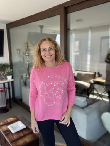Sweater Pink Super Soft con Strass