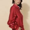Blusa de seda con volante y flor de rosa en relieve 3d-1 Blusa de seda con volante y flor de rosa en relieve 3d_J28505red_biabrazil_Chile_1