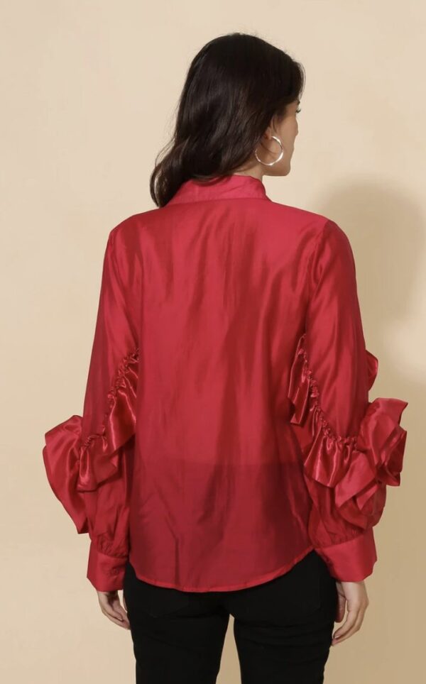 Blusa de seda con volante y flor de rosa en relieve 3d-2 Blusa de seda con volante y flor de rosa en relieve 3d_J28505red_biabrazil_Chile_2