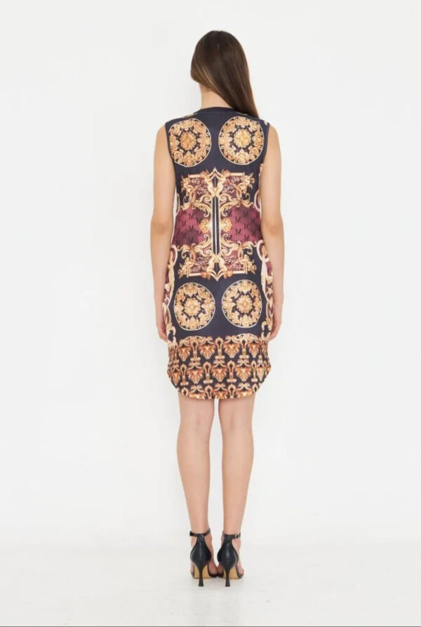 IMG_5094 Vestido Corto Estampado con Mostacilla Estilo Versace