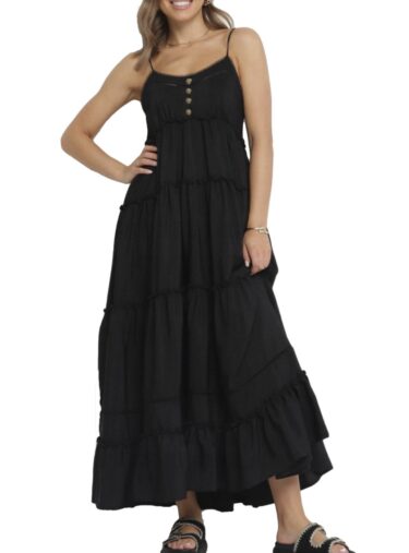 Vestido Negro con correas finas Importado de Francia Vestido Negro con correas finas Importado de Francia_Myracle1_biabrazil_Chile