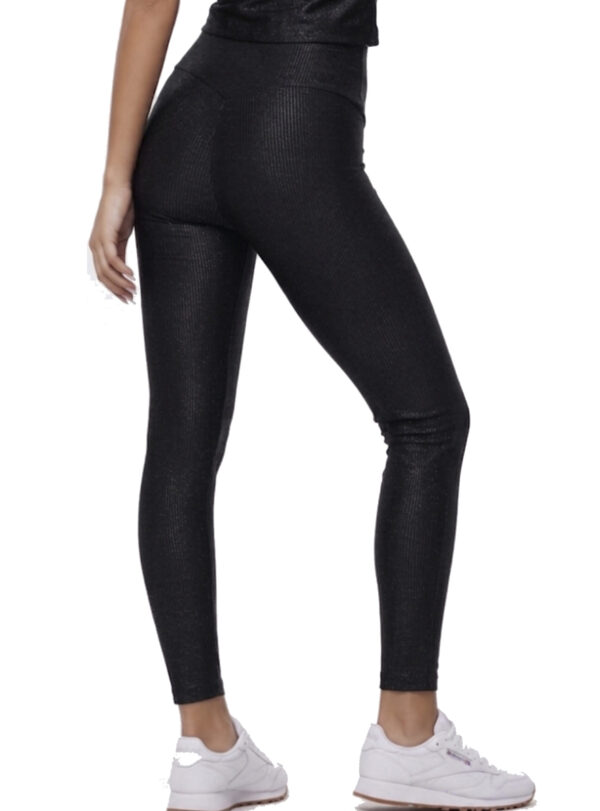 LE4069trilobapreto Leggings Cintura Alta Negro Metalizado Bia Brazil
