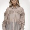 Blusa beige de seda con flores en relieve Blusa beige de seda con flores en relieve_J28500beige_biabrazil_Chile