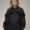 Blusa negra de seda con flores en relieve Blusa negra de seda con flores en relieve_J28500negro_biabrazil_Chile