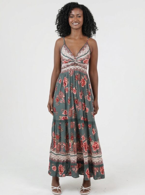 VTLgreen_1 Maxi Vestido Boho Chic tonos verde con encaje