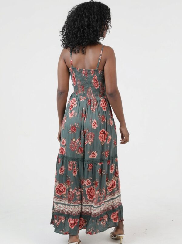 VTLgreen_5 Maxi Vestido Boho Chic tonos verde con encaje